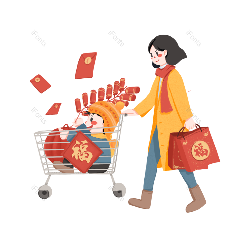 女人图片,喜庆元素,人物PNG,过年免抠素材
